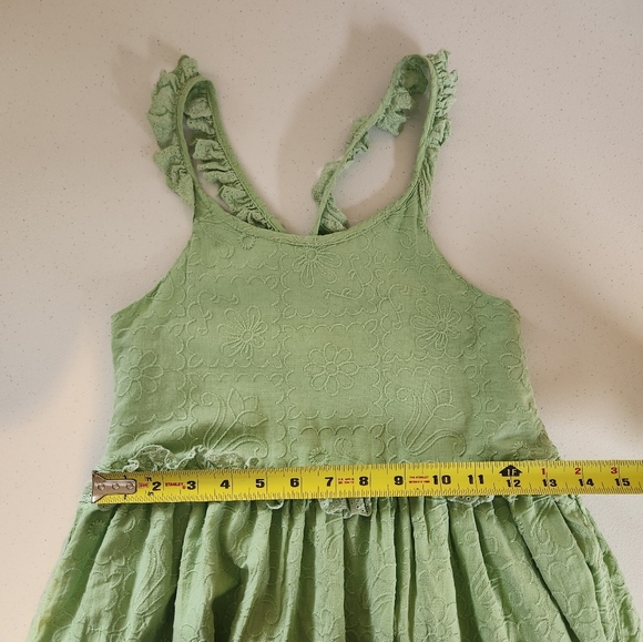 Haute Hippie Kids Green Peasant Tiered Ruffle Dress Girls Size 12 Boho Bohemian - Picture 12 of 12